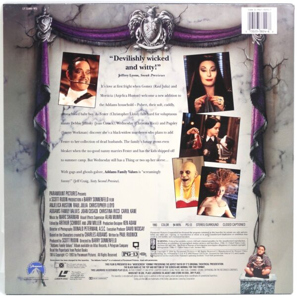 Addams Family Values (1993) Christina Ricci Signed Laserdisc LD NTSC Autographed