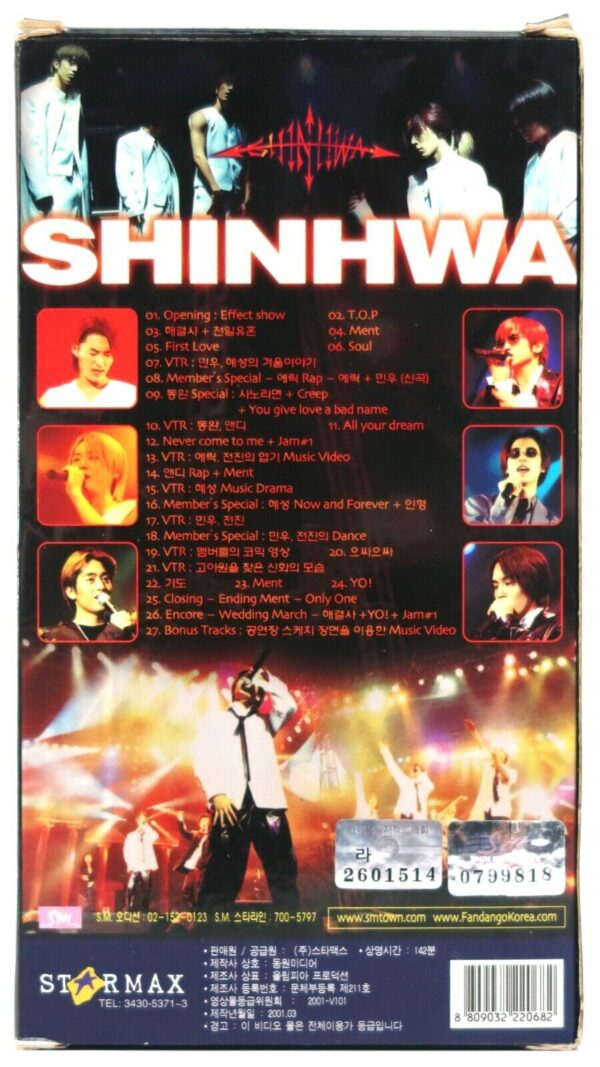 Shinhwa 2001 Live Concert VHS [NTSC] Video Tape K-Pop SM Entertainment