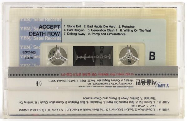 Accept - Death Row Album Korean Cassette Tape Korea