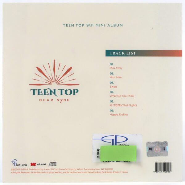 IMG_9484 Teen Top - Dear N9ne Signed Autographed Mini Album CD K-Pop 2019 Teentop