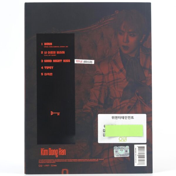 Kim Dong Han - D-Night Signed Autographed CD Mini Album Promo K-Pop 2018 Black