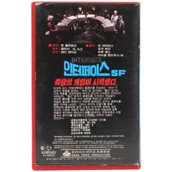 Interface (1984) Korean VHS Rental [NTSC] Korea Horror Sci-Fi