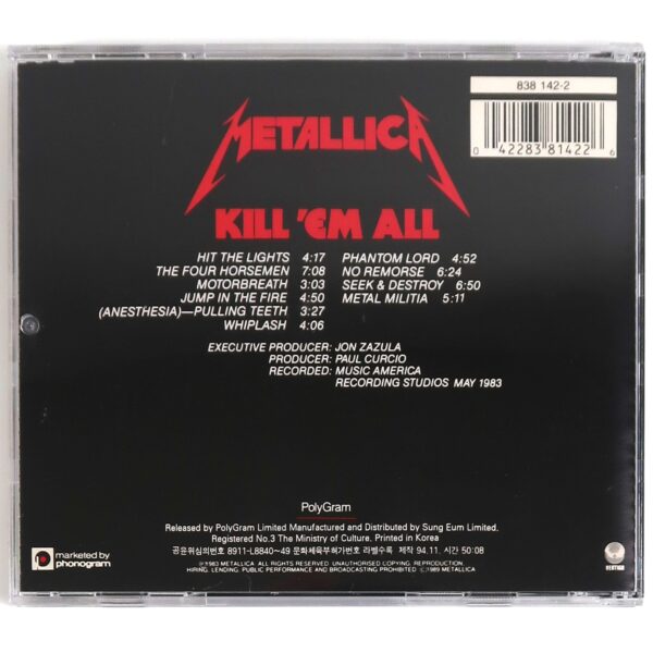 Metallica - Kill 'Em All Korean CD Album Korea Metal 1994
