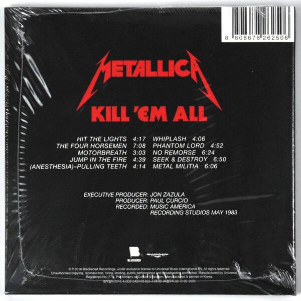 Metallica - Kill 'Em All Korean CD Album Sealed 2016 Remastered Digipak Korea