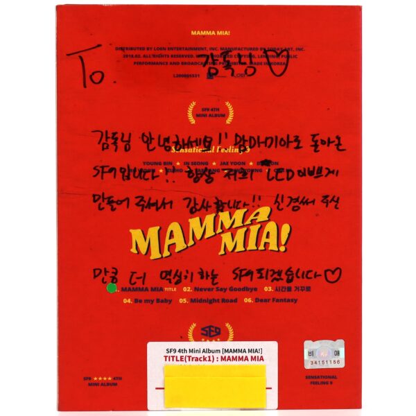 IMG_8099 SF9 - Mamma Mia! Signed Autographed CD Mini Album Promo 2018 K-Pop