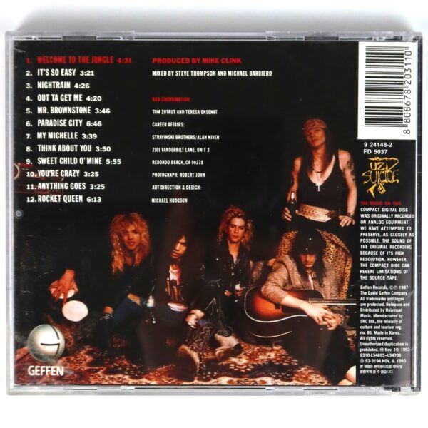 IMG_7898 Guns N' Roses - Appetite For Destruction Korean CD Album Korea 1993