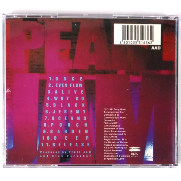 Pearl Jam - Ten Korean CD Album Korea 1st Pressing 1991 Misprint