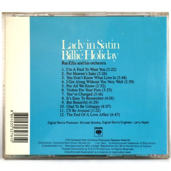 Billie Holiday - Lady In Satin Korean CD Album Korea