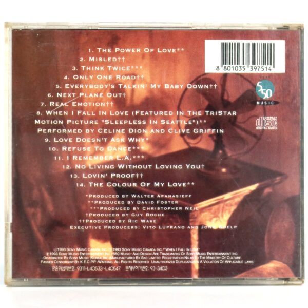 Celine Dion - The Colour Of My Love Korean CD Album Korea