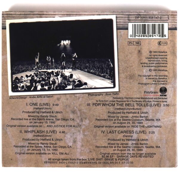Metallica - One (Live) Korean CD Album Korea Metal (~3)
