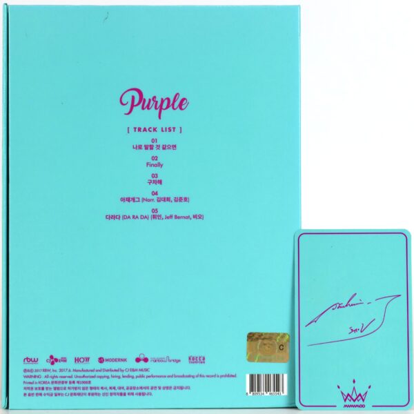 Mamamoo - Purple [B. Ver] Mini Album CD Wheein Photocard K-Pop 2017