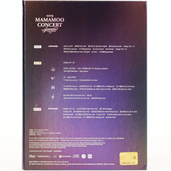 Mamamoo - 4Season 2019 Concert DVD Video + Photocards